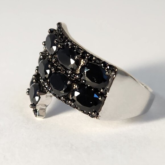 VTG NIB 925 Black Spinel ByPass "Hauntingly Glam" Ring 8.89ctw - Picture 2 of 11